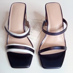 Avery Women's Two Strap High Heel Sandals, Sz.5, Metallic Blue